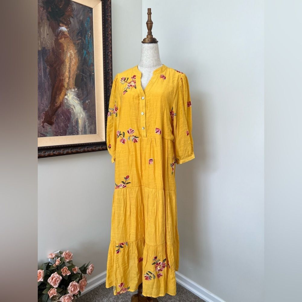 FIGUEROA & Flower Floral Embroidered Tiered Maxi Dress Style: Estilo Size Large